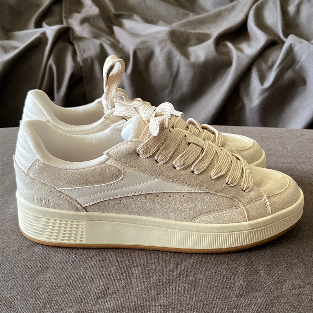 New Zara Women's Beige Suede Sneakers 41